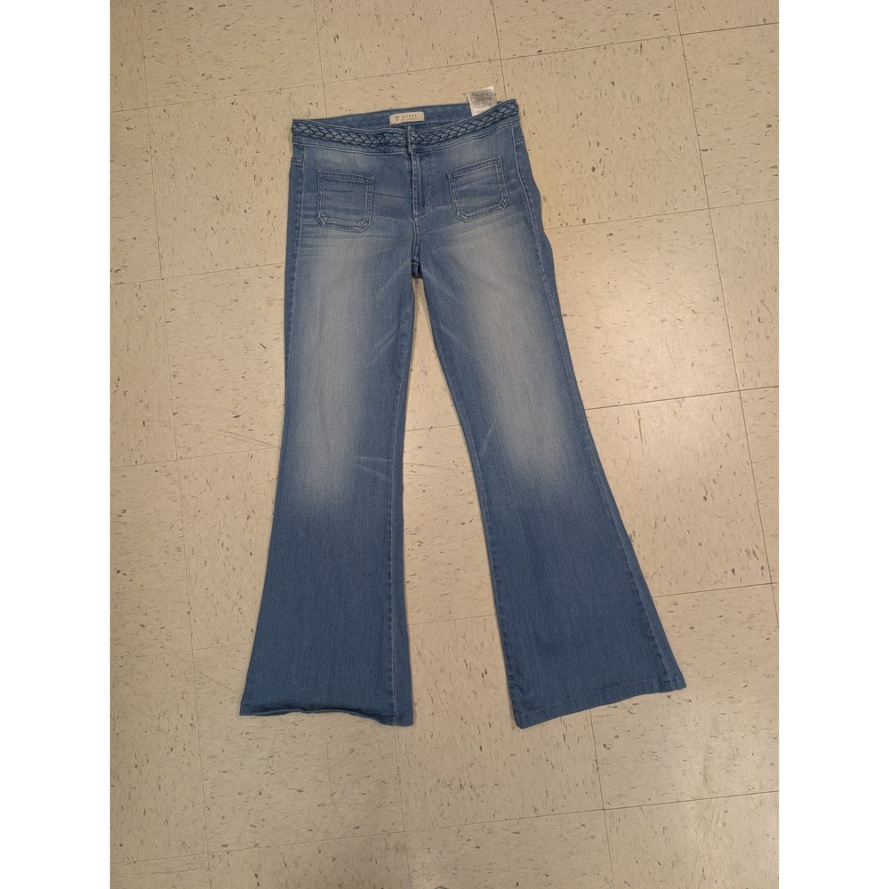 GUESS Women's Size 28 Braided  Flare Bell Bottom Jeans Braided Waist Y2K